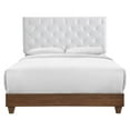 thumbnail image 1 of Tufted Bed Frame, Queen Size, Velvet, Wood, Walnut White, Modern Contemporary Urban Design, Box Spring Required, 1 of 5