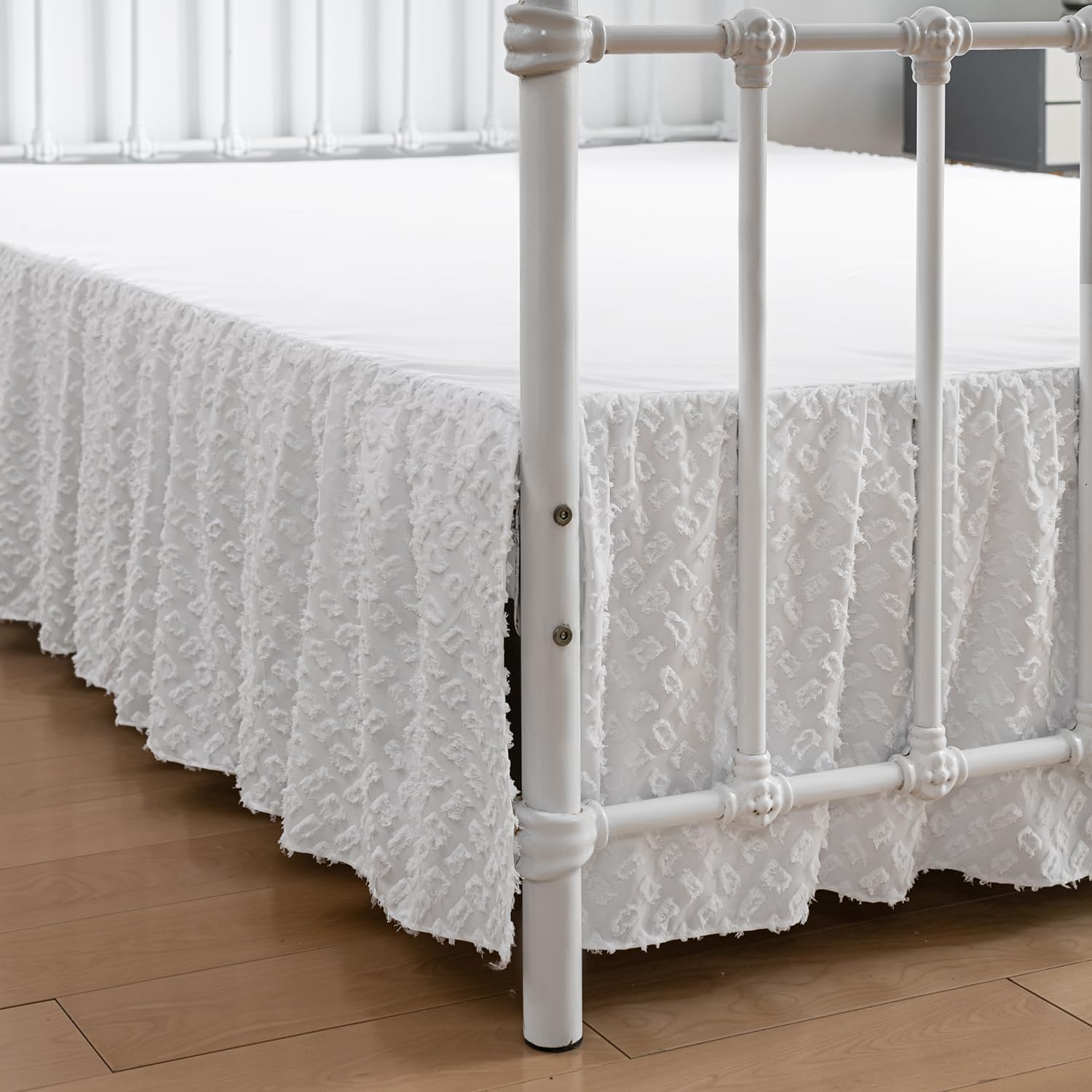 Tufted Bed Skirt King Size, Ruffled Bed Skirt With Split Corners, King