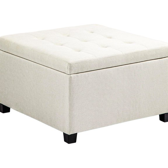 Tufted Beige Storage Ottoman / Soft Cushioned Seat for Relaxing