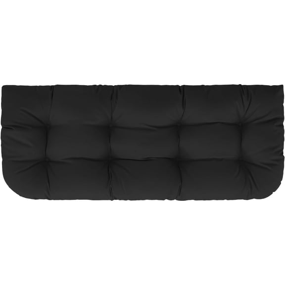 Outdoor Bench Cushion with Ties, 44"x22"x4" Outdoor Loveseat Cushions, Water Resistant Patio Seat Cushion, Fade Resistant Patio Bench Pads BLack