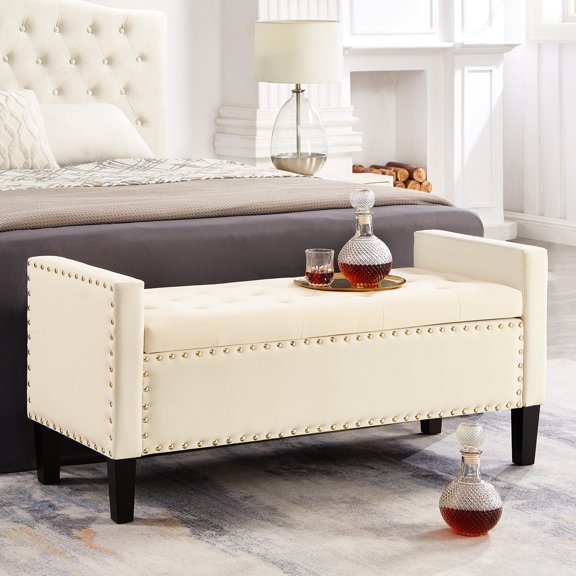 Tufted Button Design - Ample Storage & Plush Seating - Bedroom and Entry - Add Sophistication