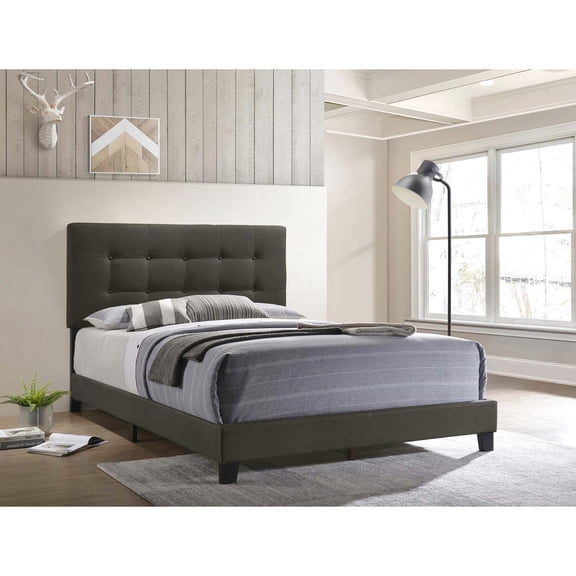 Tufted Charcoal Bed for Queen Size | Bedroom, Offers a Cozy Retreat