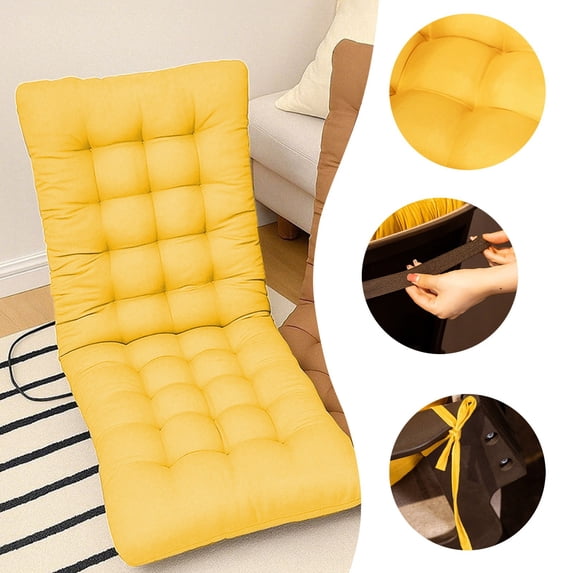 Tufted Corduroy Floor Cushion, 13.78*27.56in Thick Padded Seat Cushion for Rocking Chair, Wicker Chair, Sofa, Bay Window, Tatami, Living Room, Bedroom and Home Lounge Decor, Yellow