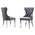 thumbnail image 1 of Tufted Dark Gray Velvet Side Chairs with Silver Stainless Steel (Set of 2), 1 of 2