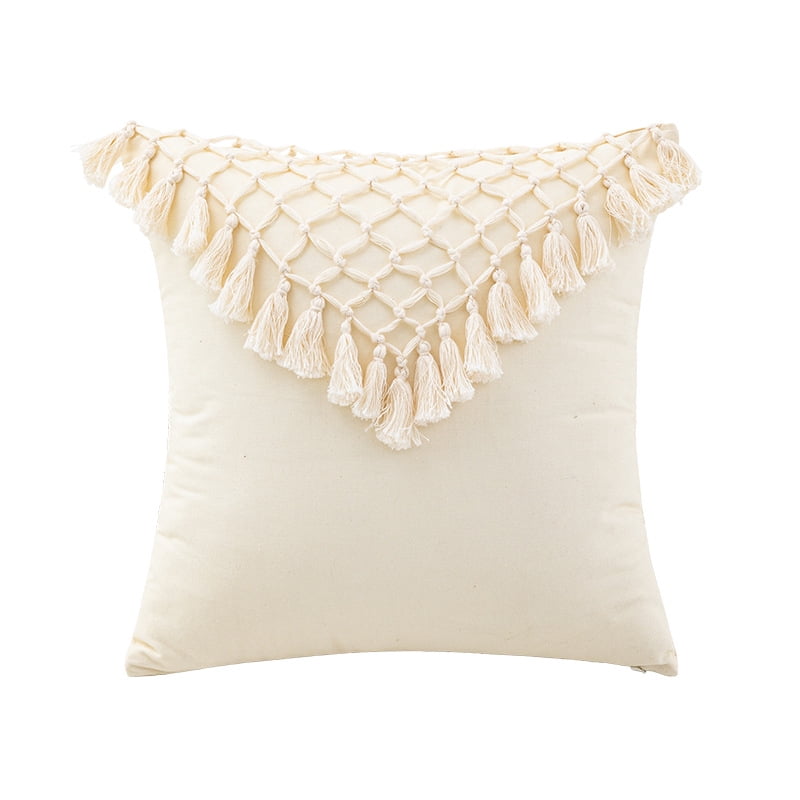 Tufted Decorative Throw Pillow Covers 18x18 Inch, Soft Tassels Pillow Covers for Couch Bed Sofa Living Room