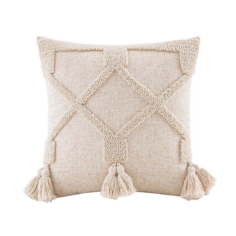 Tufted Decorative Throw Pillow Covers 18x18 Inch, Soft Tassels Pillow Covers for Couch Bed Sofa Living Room