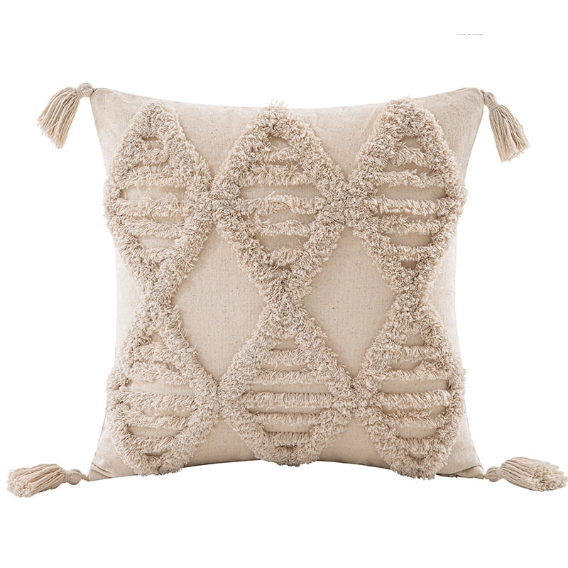 Tufted Decorative Throw Pillow Covers 18x18 Inch, Soft Tassels Pillow Covers for Couch Bed Sofa Living Room