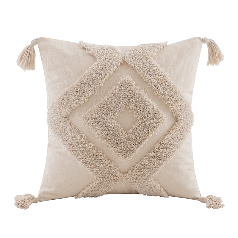 Tufted Decorative Throw Pillow Covers 18x18 Inch, Soft Tassels Pillow Covers for Couch Bed Sofa Living Room