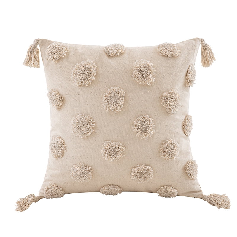 Tufted Decorative Throw Pillow Covers 18x18 Inch, Soft Tassels Pillow Covers for Couch Bed Sofa Living Room