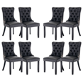 thumbnail image 1 of Tufted Dining Chair, Contemporary PU and Velvet Chairs for Dining Room Upholstered Dining Chairs with Nailhead Rivet Trim Design Pull Ring on Backrest (Black+Gray with PU,Set of 8), 1 of 9