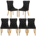 thumbnail image 1 of Tufted Dining Chair, Contemporary Velvet Chairs for Dining Room Upholstered Dining Chairs with Nailhead Rivet Trim Design Pull Ring on Backrest (Black with Steel Leg,Set of 6), 1 of 9