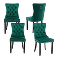thumbnail image 1 of Tufted Dining Chair, Contemporary Velvet Chairs for Dining Room Upholstered Dining Chairs with Nailhead Rivet Trim Design Pull Ring on Backrest (Green,Set of 4), 1 of 9