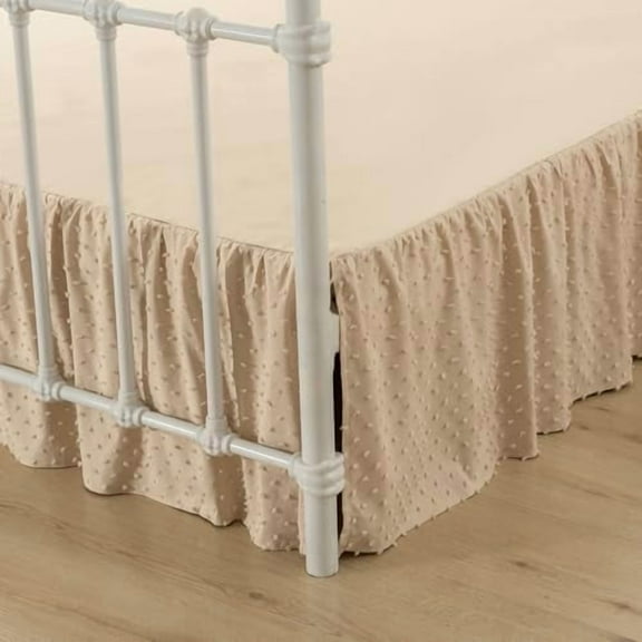 Tufted Dot Bed Skirt Queen Size,Ruffled Bed Skirt with Split Corners, Queen Bed Skirt 16 Inch Drop, Boho Queen Size Bed Skirt Camel for Ruffled Bed Skirt with Split Corners, Bed Skirt Queen Size