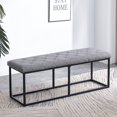 thumbnail image 1 of Tufted Extra-Long Entryway Bench, 51" Bedroom Benches Upholstered Dining Benches, Fabric End of Bed Bench for Bedroom Dining Room Living Room Entryway, Gray, 1 of 5