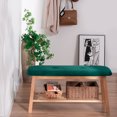 thumbnail image 1 of Tufted Fabric Bench Ottoman Bench, Dark Green, 1 of 7