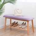 thumbnail image 1 of Tufted Fabric Bench Ottoman Bench, Purple, 1 of 6