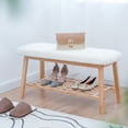 thumbnail image 1 of Tufted Fabric Bench Ottoman Bench, White, 1 of 7