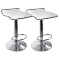 thumbnail image 1 of Tufted Faux Leather Adjustable Bar Stool with Low Back, White with Chrome Base - 2 Piece, 1 of 1