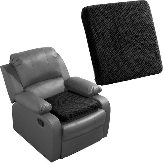 Tufted Furry Recliner Seat Cushion for Elderly Foam Curved Edge Large Square Seat Cushion for Recliner Chair, Floor Pillow, Office Chair, Car, No Pressure on Thighs(Black