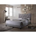 thumbnail image 1 of Queen Size Solid Rubberwood Platform Bed Frame with Tufted Headboard, Grey, No Box Spring Needed, for Bedroom, 1 of 5