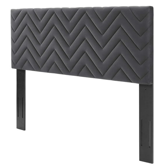 Tufted Headboard, Full Queen Size, Dark Grey Gray, Velvet, Mid Century Bedroom, Modern Contemporary Boutique HB35226