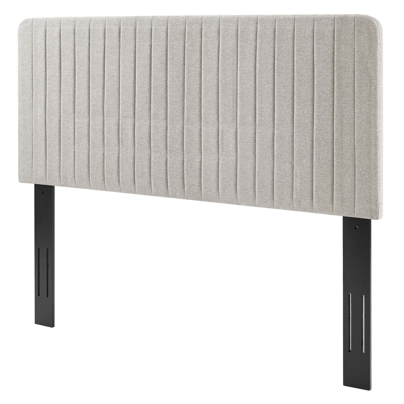 Tufted Headboard, Full Queen Size, Fabric, Light Brown Oatmeal, Modern Contemporary Urban Design, Bedroom Master Guest Suite