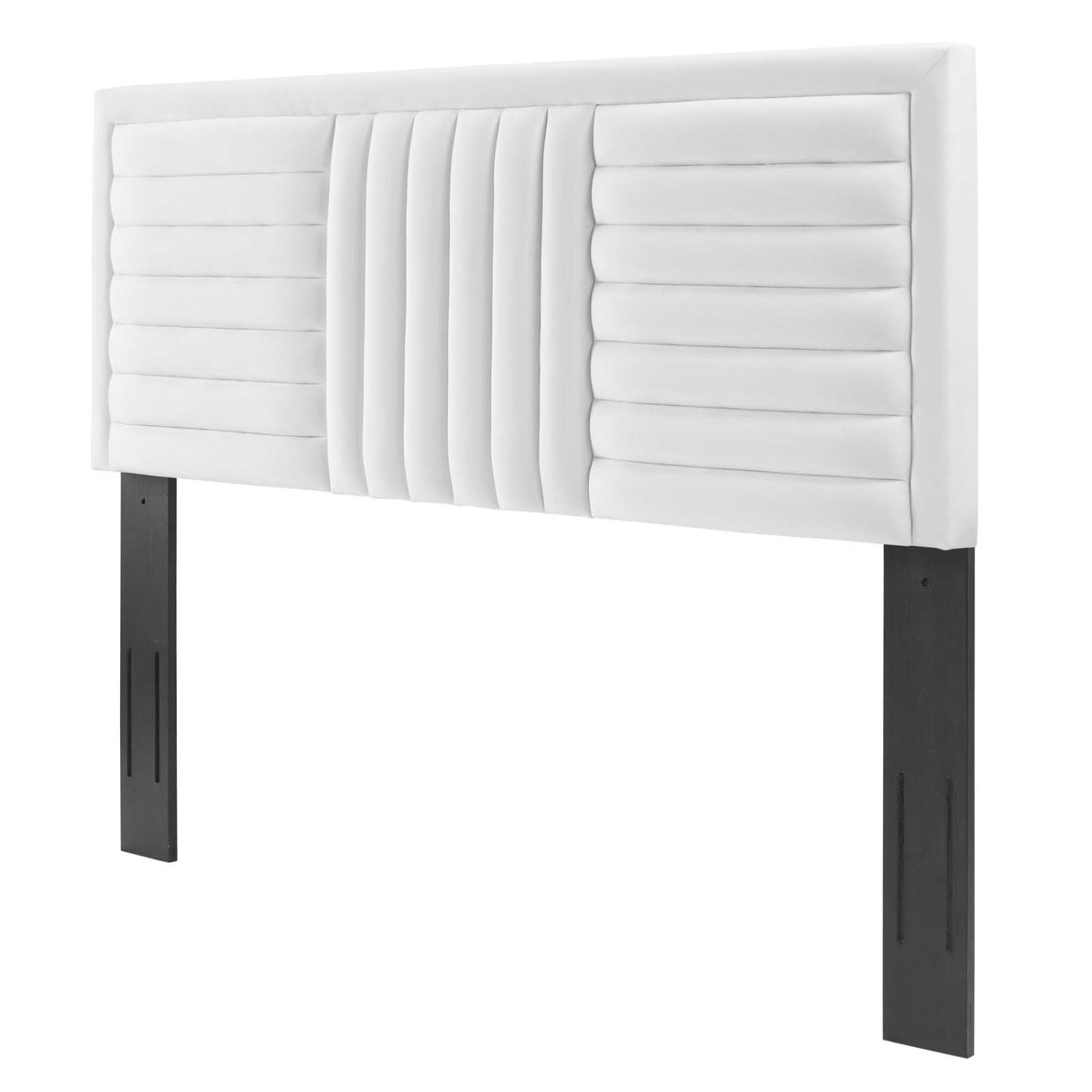 Tufted Headboard, Full Queen Size, White, Velvet, Mid Century Bedroom, Modern Contemporary Boutique HB35250