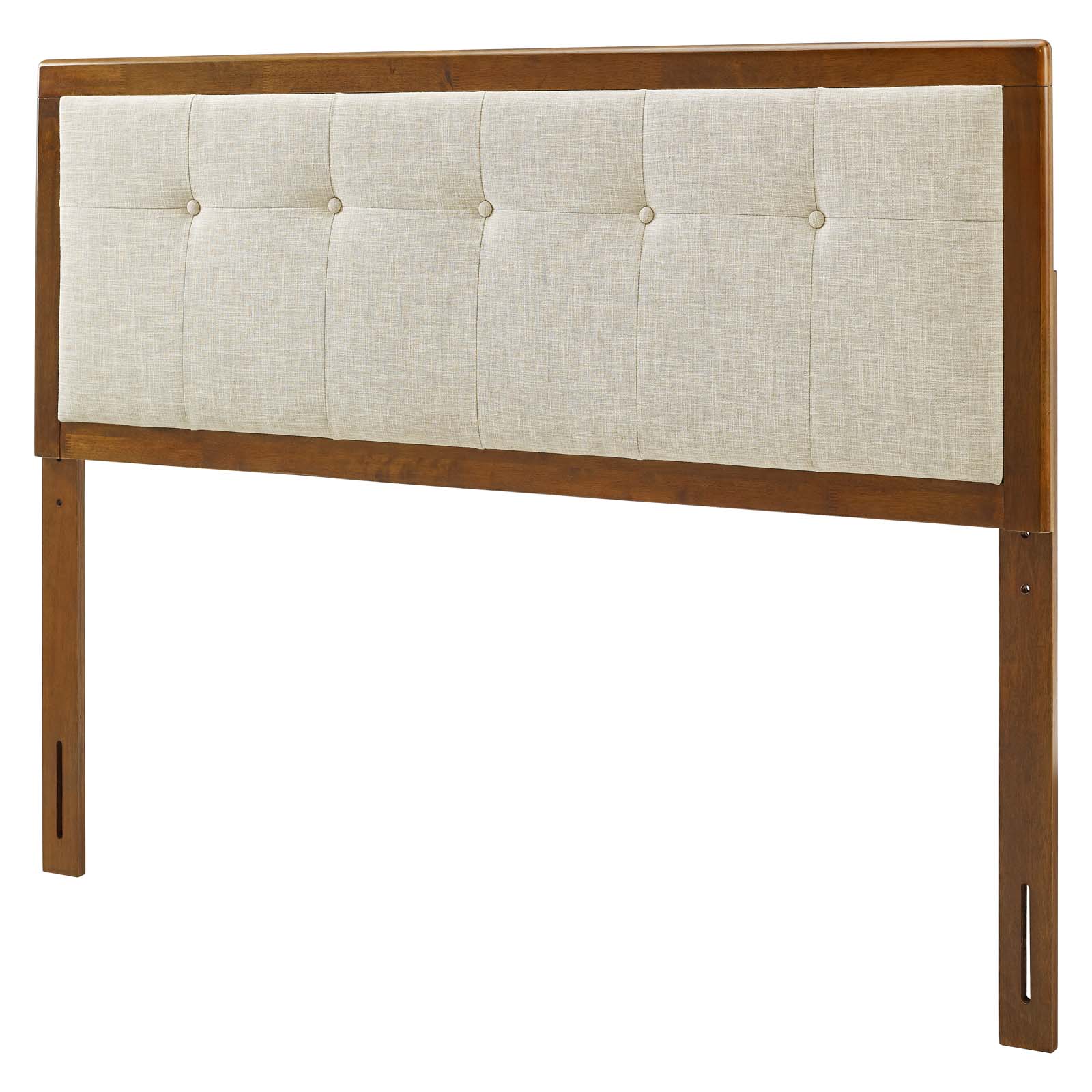 Tufted Headboard, Full Size, Wood, Fabric, Brown Walnut Beige, Modern Contemporary Urban Design, Bedroom Master Guest Suite