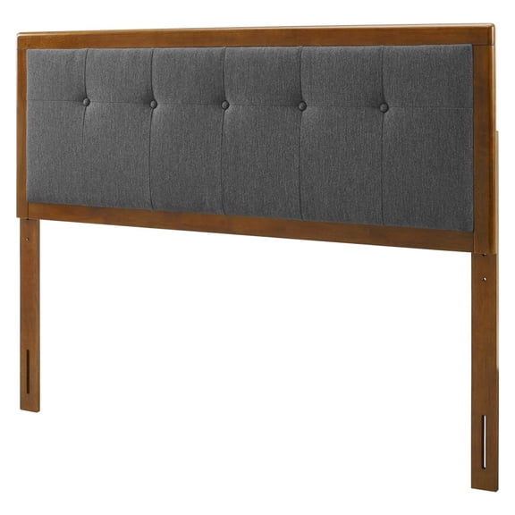 Tufted Headboard, Full, Walnut Charcoal Gray, Wood, Mid Century Bedroom, Modern Contemporary HB35154