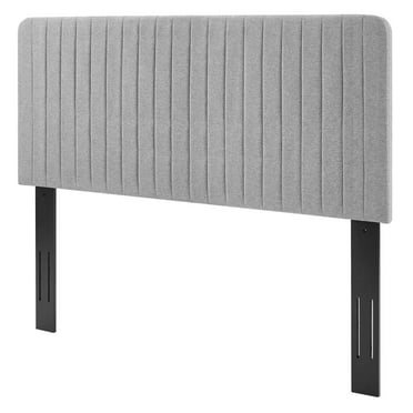 Tufted Headboard, King Size, Fabric, Light Grey Gray, Modern Contemporary Urban Design, Bedroom Master Guest Suite