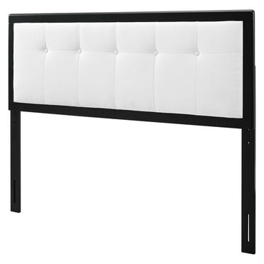 Tufted Headboard, King Size, White Black, Wood, Mid Century Bedroom, Modern Contemporary HB35157