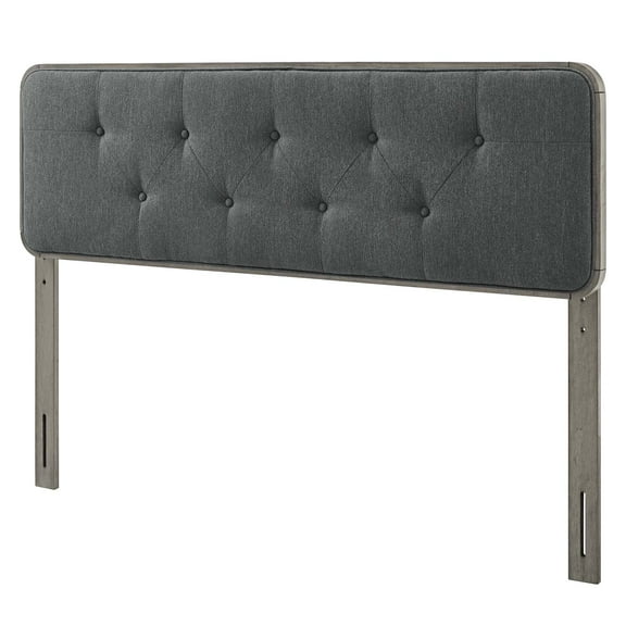 Tufted Headboard, King Size, Wood, Fabric, Grey Gray, Modern Contemporary Urban Design, Bedroom Master Guest Suite