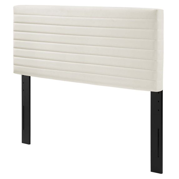 Tufted Headboard, Twin Size, Ivory White, Velvet, Mid Century Bedroom, Modern Contemporary Boutique HB35659