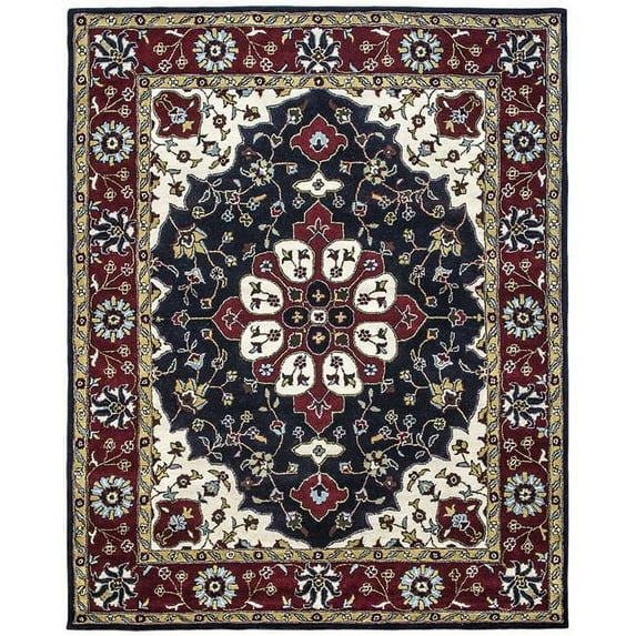 Tufted Kashan Covered Field Navy & Red Area Rug - 3.6 x 5.6 ft.