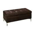 thumbnail image 1 of Tufted Leather Ottoman In Rectangular Shape, Brown- Saltoro Sherpi, 1 of 2
