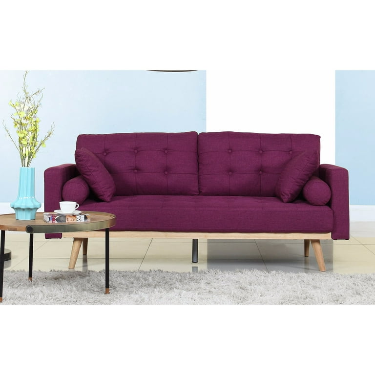 Henry mid century modern tufted linen sofa deals