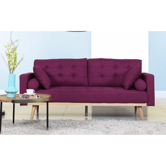Tufted Linen Mid-century Modern Sofa