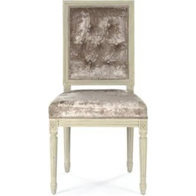 Elegant Ivory Birch and Champagne Velvet Tufted Side Chair