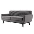 thumbnail image 1 of Tufted Loveseat Sofa, Velvet, Grey Gray, Modern Contemporary Urban Design, Living Lounge Room Hotel Lobby Hospitality, 1 of 7