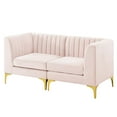 thumbnail image 1 of Tufted Loveseat Sofa, Velvet, Pink, Modern Contemporary Urban Design, Living Lounge Room Hotel Lobby Hospitality, 1 of 7