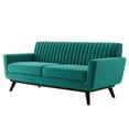 thumbnail image 1 of Tufted Loveseat Sofa, Velvet, Teal Blue, Modern Contemporary Urban Design, Living Lounge Room Hotel Lobby Hospitality, 1 of 7