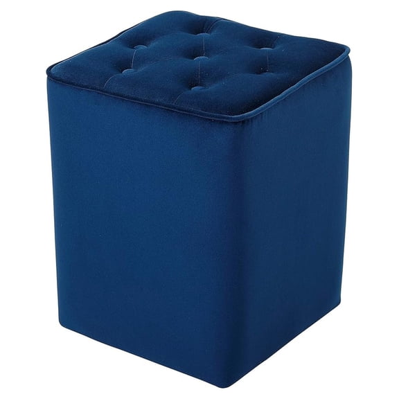 Tufted Navy Ottoman Foot Stool - Square - Soft Compact Padded Stool - Great for The Living Room, Bedroom and - Upholstered Small Furniture