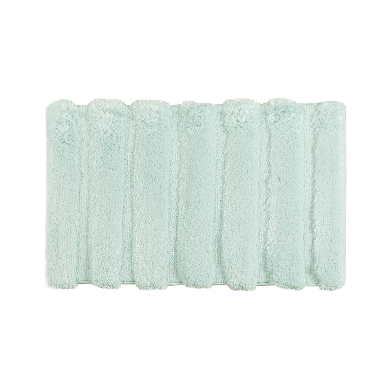 Seafoam Elegance 21x34" High-Low Stripe Tufted Bath Rug