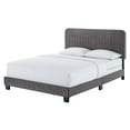 thumbnail image 1 of Tufted Platform Bed Frame, King Size, Velvet, Grey Gray, Modern Contemporary Urban Design, Bedroom Master Guest Suite, 1 of 8