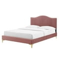 thumbnail image 1 of Tufted Platform Bed Frame, King Size, Velvet, Pink, Modern Contemporary Urban Design, Bedroom Master Guest Suite, 1 of 10