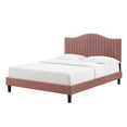 thumbnail image 1 of Tufted Platform Bed Frame, King Size, Velvet, Pink, Modern Contemporary Urban Design, Bedroom Master Guest Suite, 1 of 10
