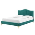 thumbnail image 1 of Tufted Platform Bed Frame, King Size, Velvet, Teal Blue, Modern Contemporary Urban Design, Bedroom Master Guest Suite, 1 of 10