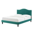 thumbnail image 1 of Tufted Platform Bed Frame, King Size, Velvet, Teal Blue, Modern Contemporary Urban Design, Bedroom Master Guest Suite, 1 of 10