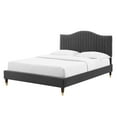 thumbnail image 1 of Tufted Platform Bed Frame, Queen Size, Velvet, Dark Grey Gray, Modern Contemporary Urban Design, Bedroom Master Guest Suite, 1 of 10