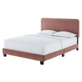 thumbnail image 1 of Tufted Platform Bed Frame, Twin Size, Velvet, Pink, Modern Contemporary Urban Design, Bedroom Master Guest Suite, 1 of 8